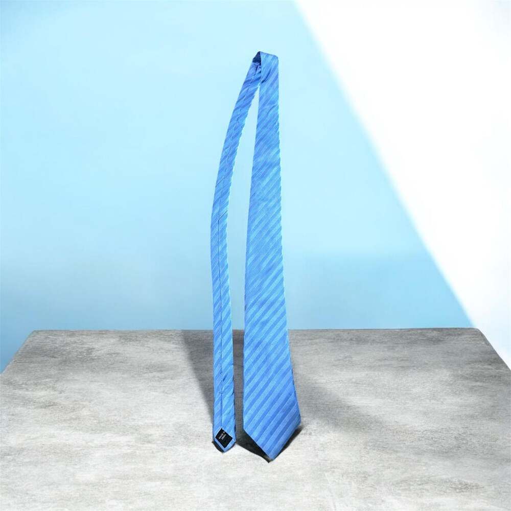 Sean John Men's Blue Diagonal Striped Silk Necktie
